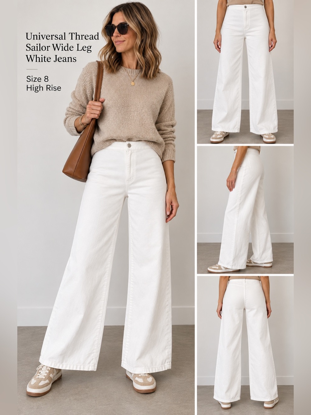 Universal Thread Sailor Wide Leg White Jeans Size 8 High Rise
